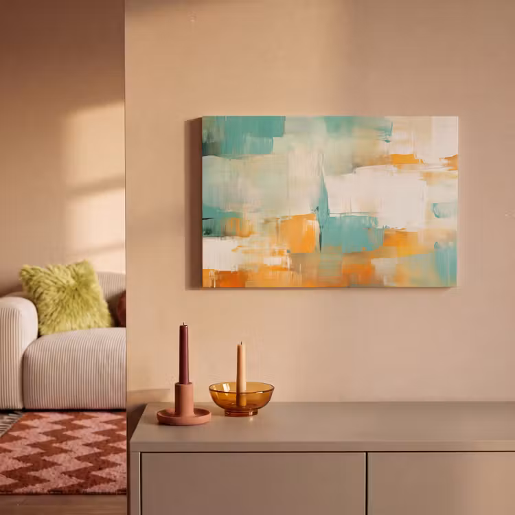Canvas schilderij - Kunst - Abstract - Blauw - Wit — 2