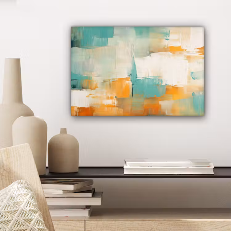 Canvas schilderij - Kunst - Abstract - Blauw - Wit — 5