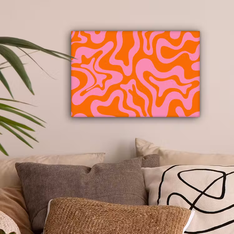 Canvas schilderij - Patroon - Roze - Oranje - Abstract - Modern — 2