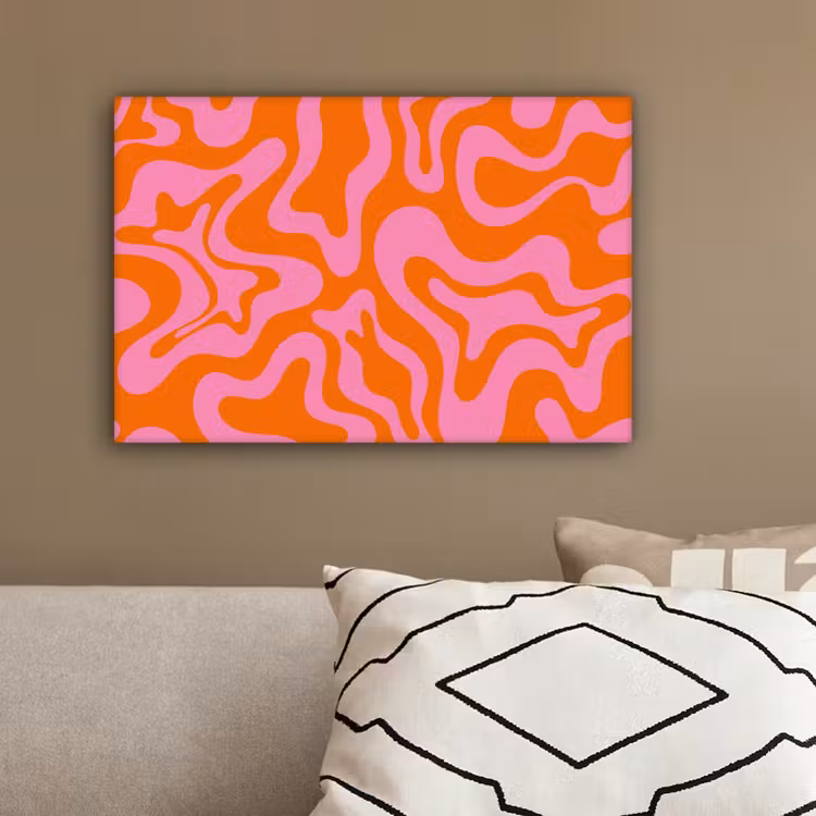 Canvas schilderij - Patroon - Roze - Oranje - Abstract - Modern — 3