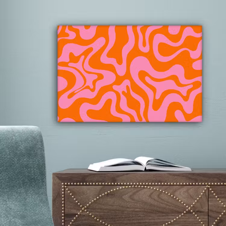 Canvas schilderij - Patroon - Roze - Oranje - Abstract - Modern — 4