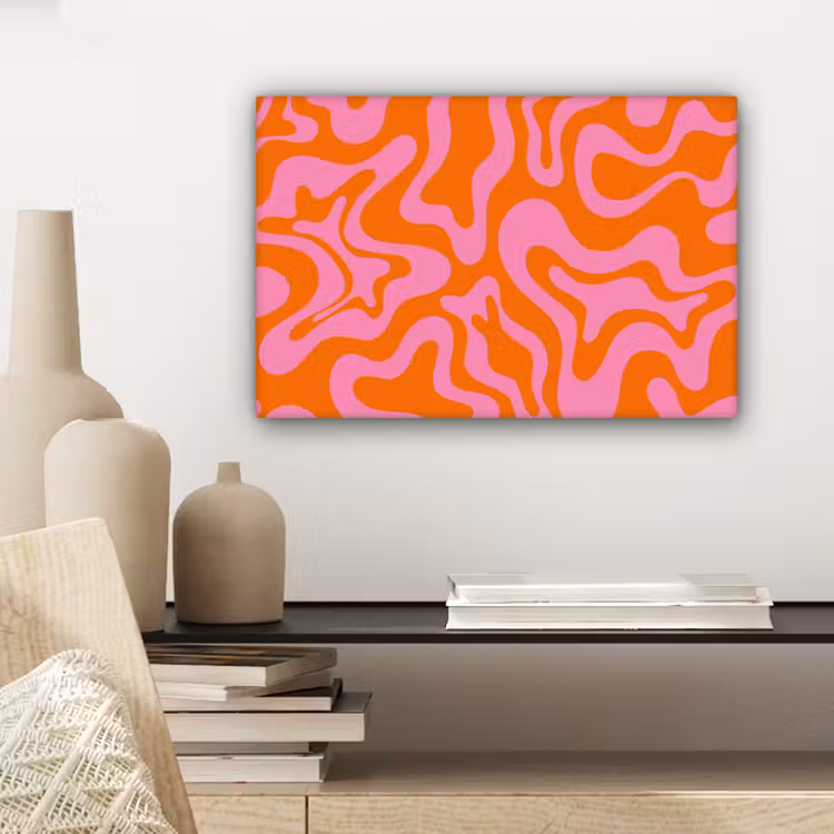 Canvas schilderij - Patroon - Roze - Oranje - Abstract - Modern — 5