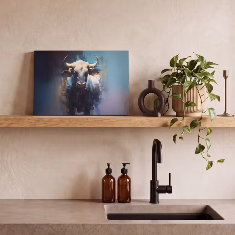 Canvas schilderij - Stier - Zwart - Abstract - Horens — 3