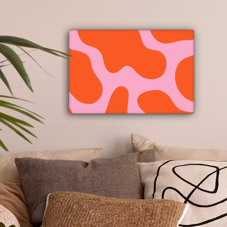 Canvas schilderij - Vlekken - Rood - Roze - Patroon - Minimalistisch — 2