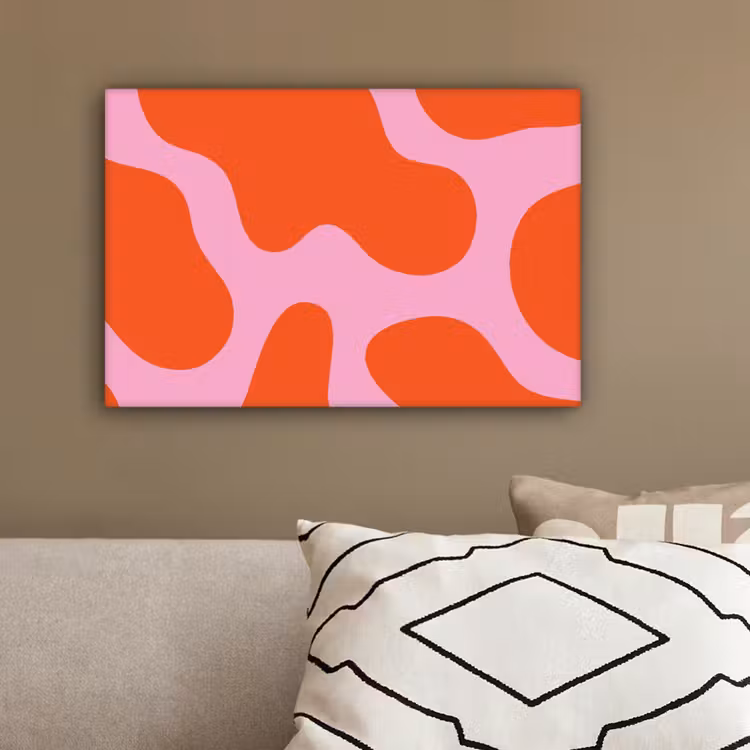 Canvas schilderij - Vlekken - Rood - Roze - Patroon - Minimalistisch — 3