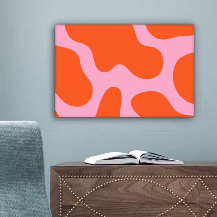 Canvas schilderij - Vlekken - Rood - Roze - Patroon - Minimalistisch — 4