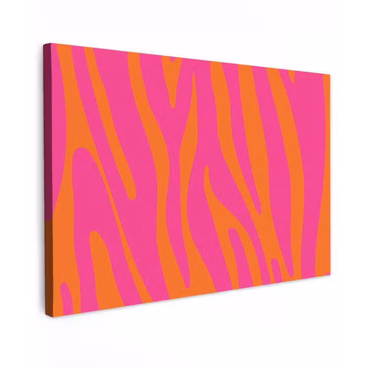 Canvas schilderij - Zebraprint - Roze - Oranje - Dierenprint — 1