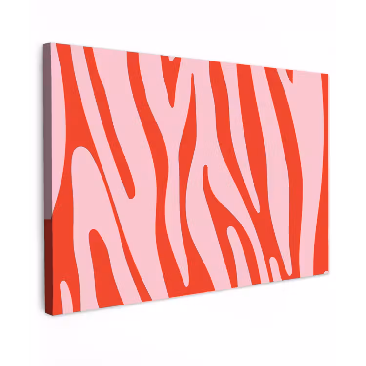 Canvas schilderij - Zebraprint - Roze - Rood - Dierenprint — 1