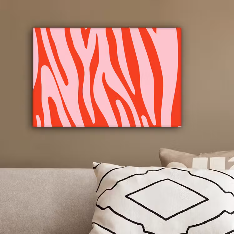 Canvas schilderij - Zebraprint - Roze - Rood - Dierenprint — 3