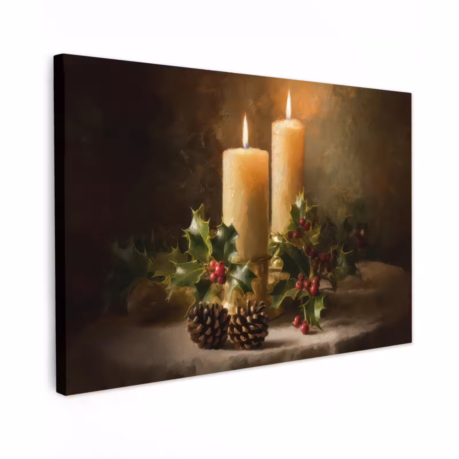 Canvas schilderij - Kaarslicht - Kerst - Veelkleurig — 1