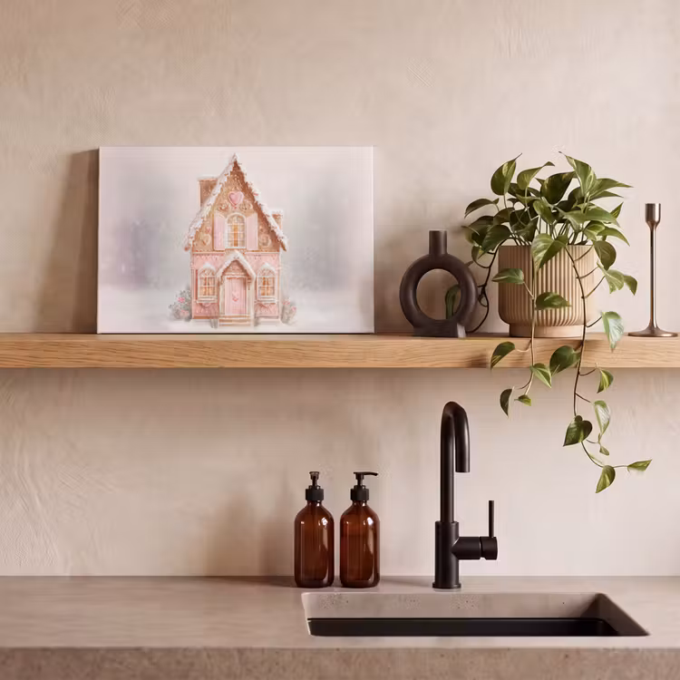 Canvas schilderij - Huisje - Suiker - Pastel — 3
