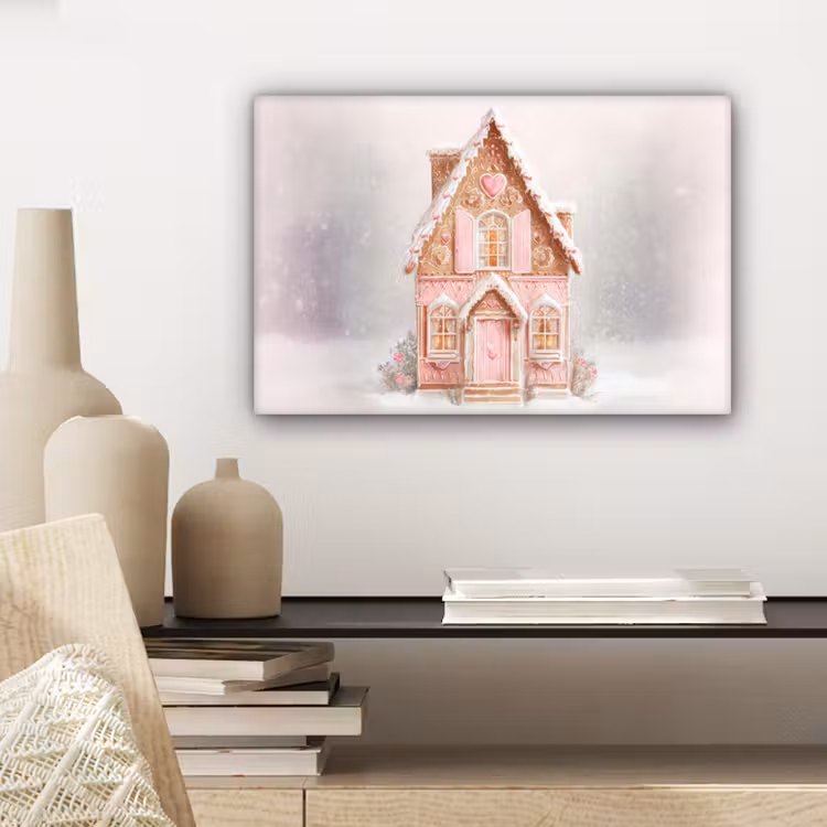 Canvas schilderij - Huisje - Suiker - Pastel — 5