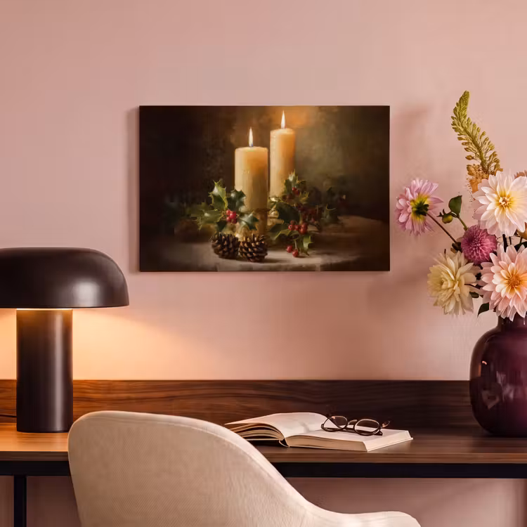 Canvas schilderij - Kaarslicht - Kerst - Veelkleurig — 4