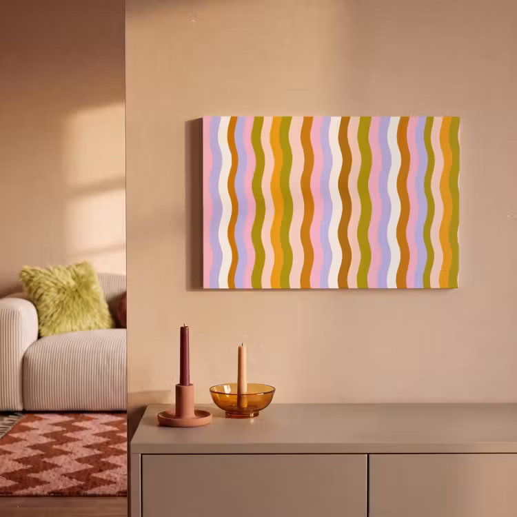 Canvas schilderij - lijnen - Golven - Pastelkleuren - Patroon — 2