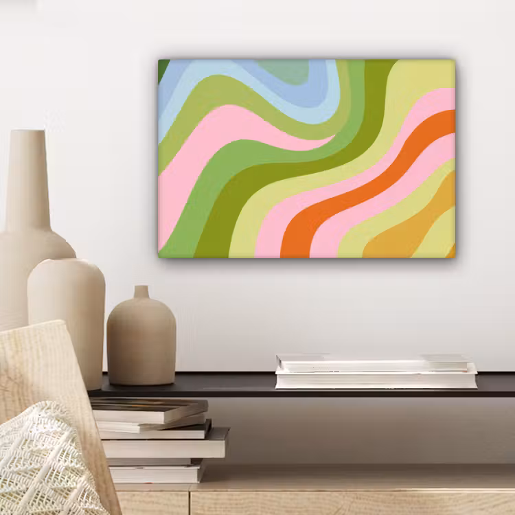 Canvas schilderij - Lijnen - Pasteltinten - Golvend — 5