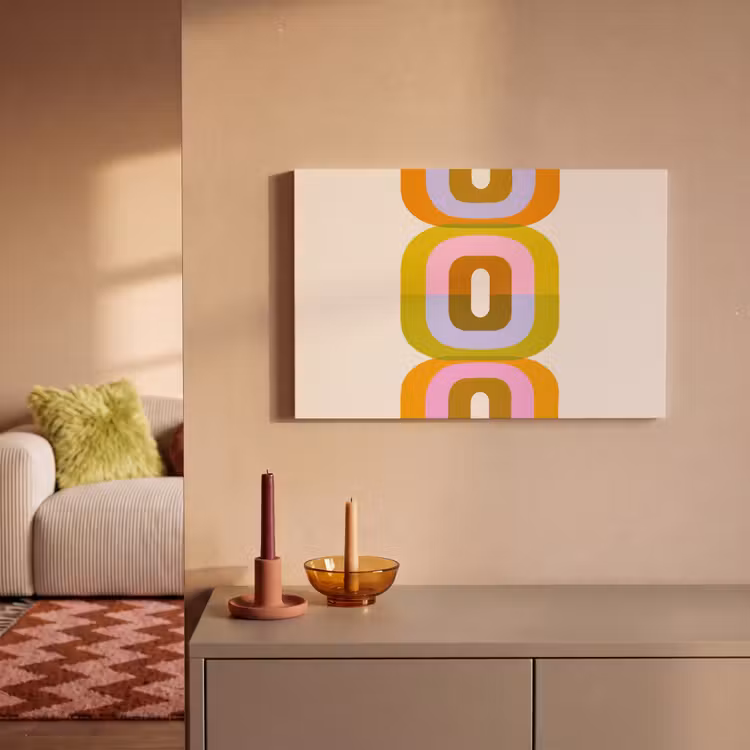Canvas schilderij - Stapel - Vormen - Geblokt - Oranje — 2