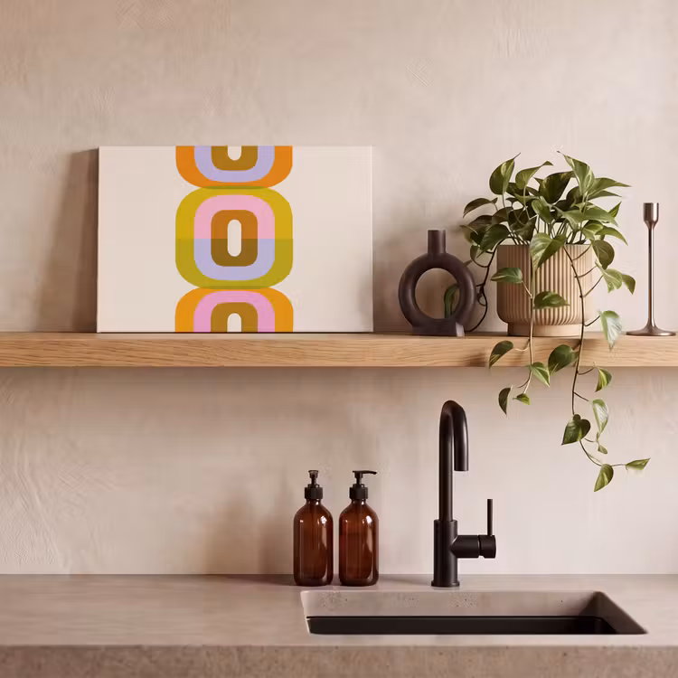 Canvas schilderij - Stapel - Vormen - Geblokt - Oranje — 3