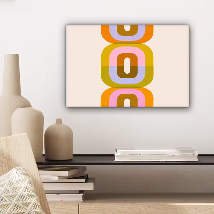 Canvas schilderij - Stapel - Vormen - Geblokt - Oranje — 5