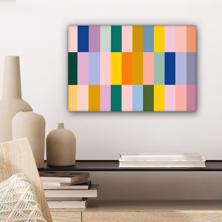 Canvas schilderij - Stroken - Blauw - Patroon - Abstract — 5
