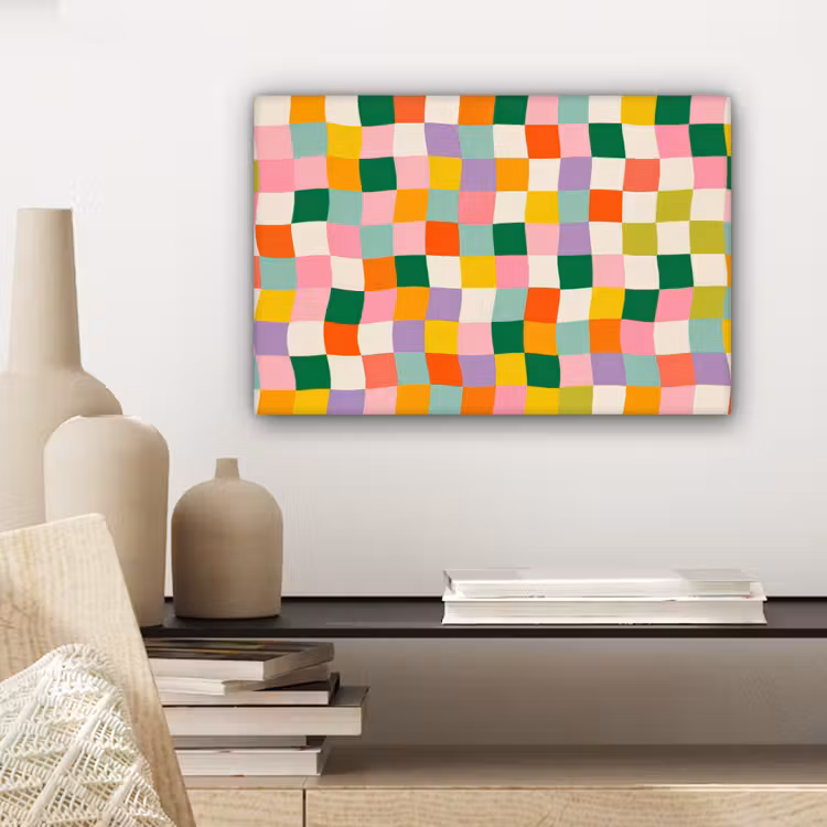Canvas schilderij - Vierkanten - Kleurrijk - Golvend — 5