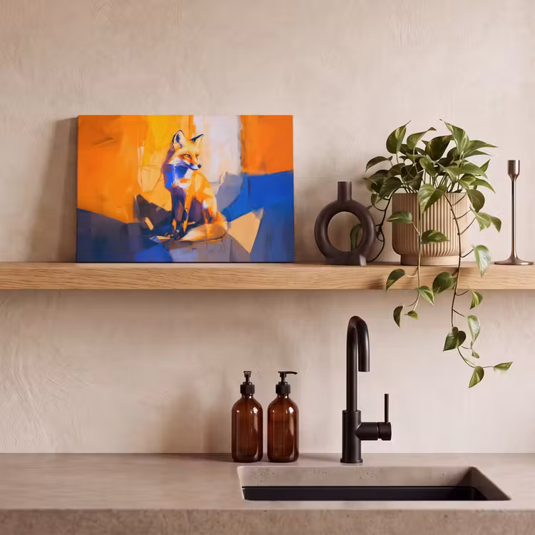 Canvas schilderij - Vos - Oranje - Vormen - Abstract — 3