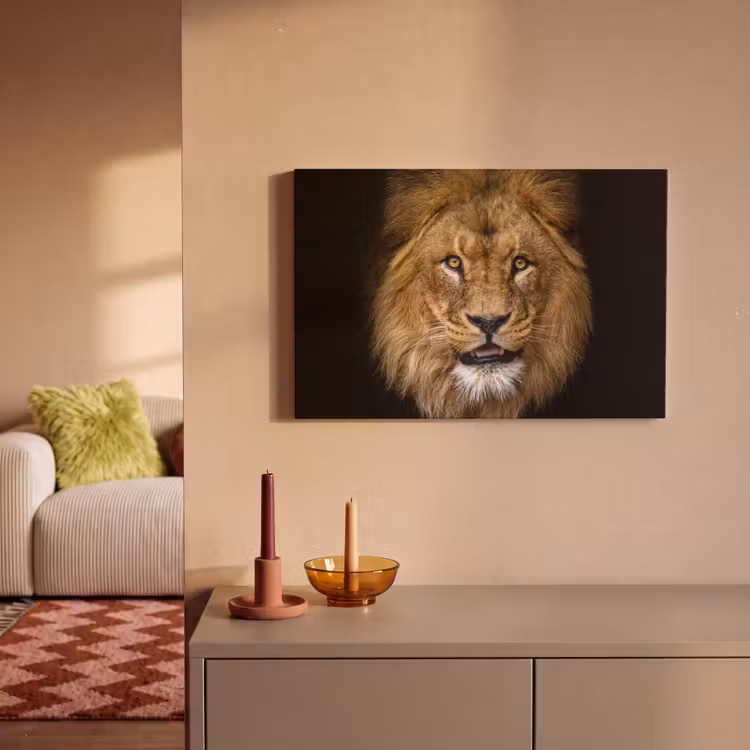 Canvas schilderij - Leeuw - Portret - Zwart - Dieren — 2