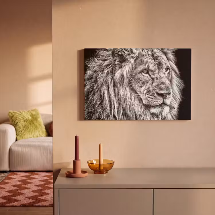 Canvas schilderij - Portret - Leeuw - Zwart wit — 2