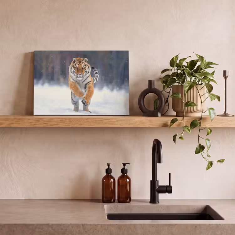Canvas schilderij - Tijger - Landschap - Sneeuw - Winter - Dieren — 3
