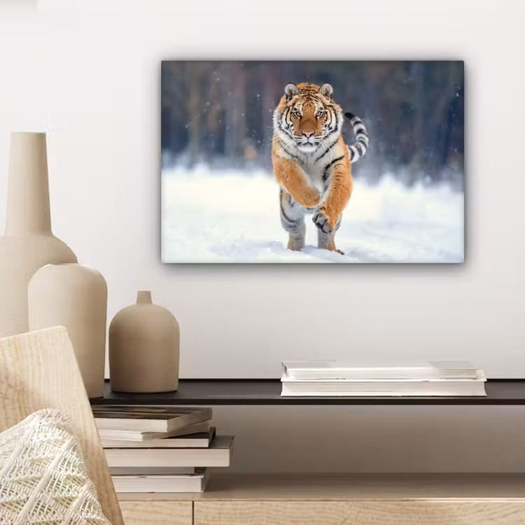 Canvas schilderij - Tijger - Landschap - Sneeuw - Winter - Dieren — 5