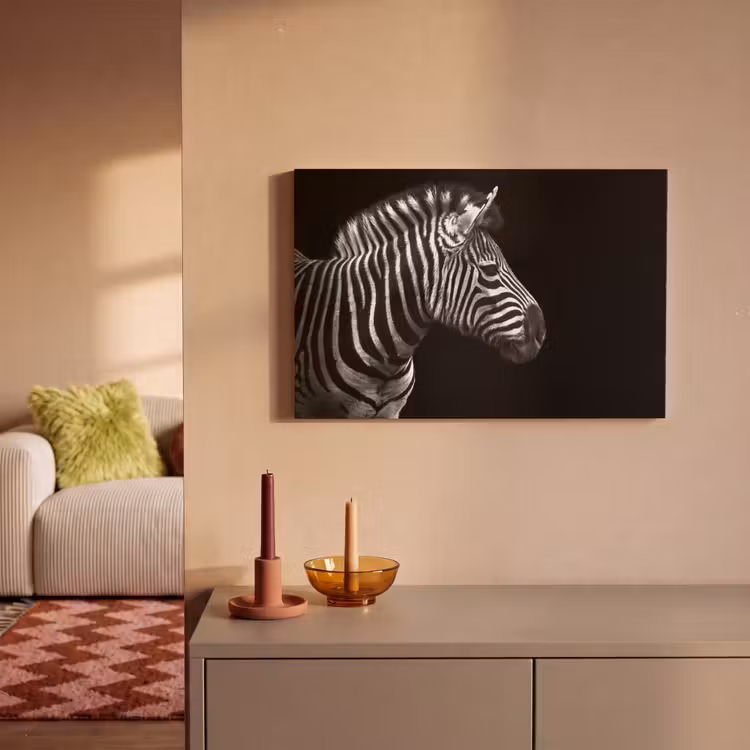 Canvas schilderij - Zebra - Zwart - Wit - Portret - Dieren — 2