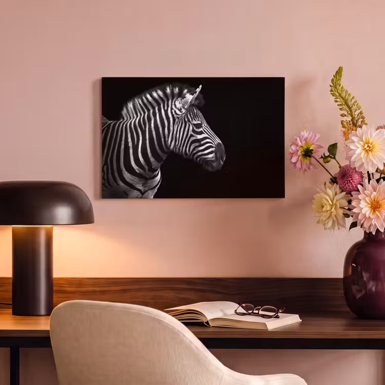 Canvas schilderij - Zebra - Zwart - Wit - Portret - Dieren — 4