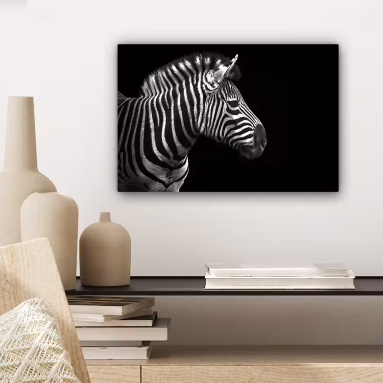Canvas schilderij - Zebra - Zwart - Wit - Portret - Dieren — 5