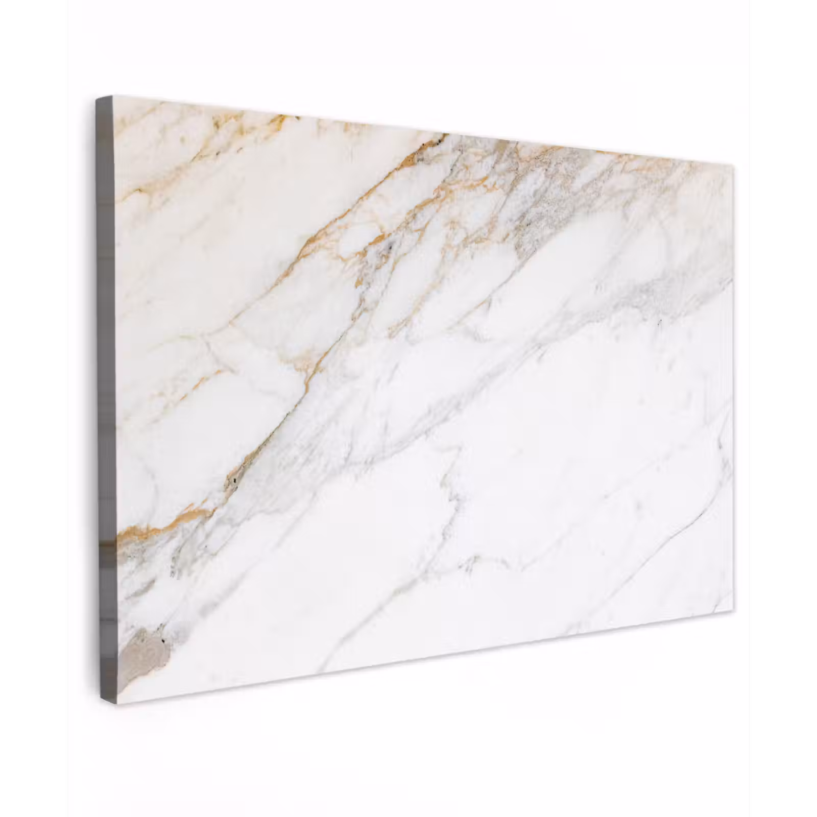 Canvas schilderij - Marmer - Steen - Wit - Goud - Marmerlook - Steen - Luxe — 1