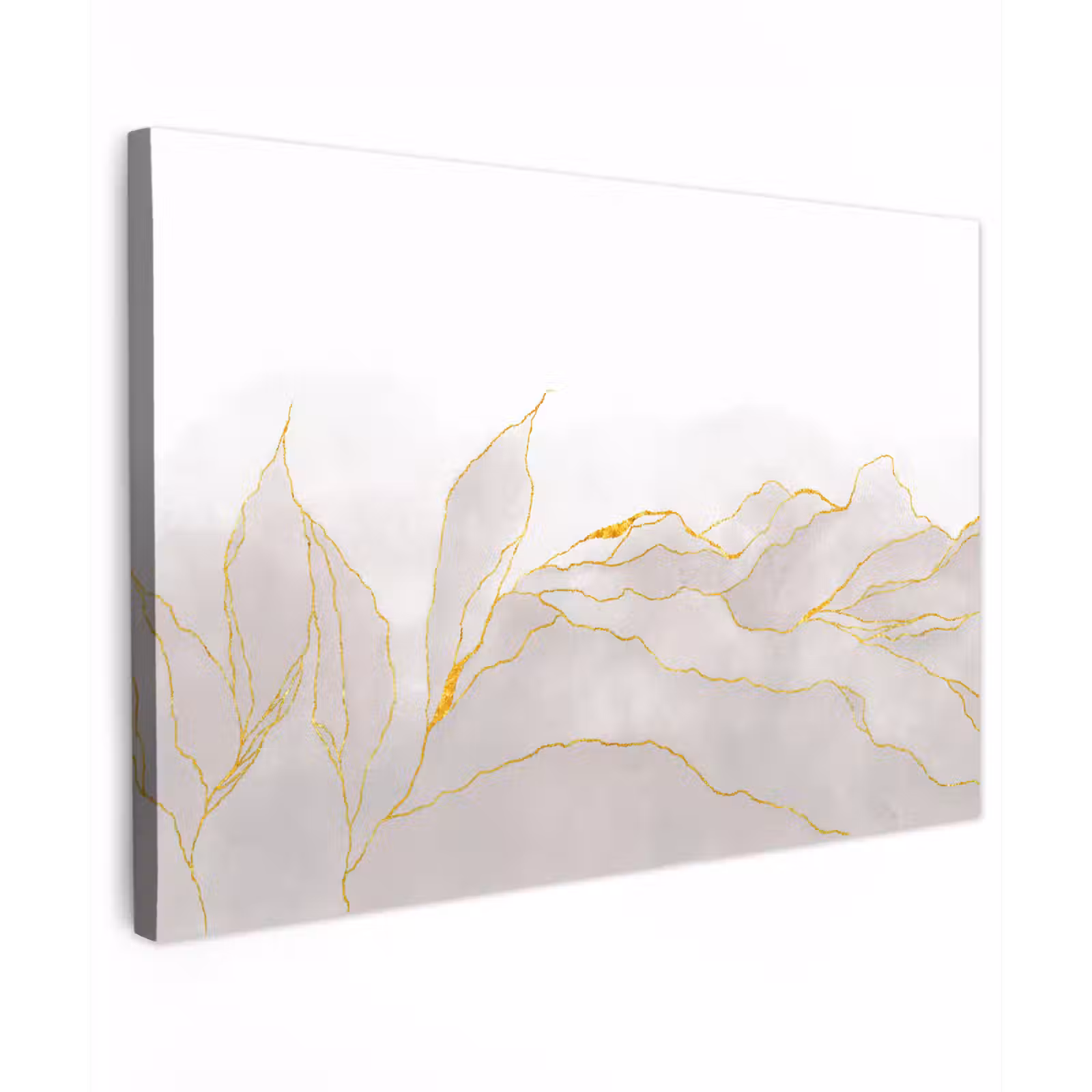 Canvas schilderij - Marmerlook - Grijs - Goud - Chic - Marmer — 1
