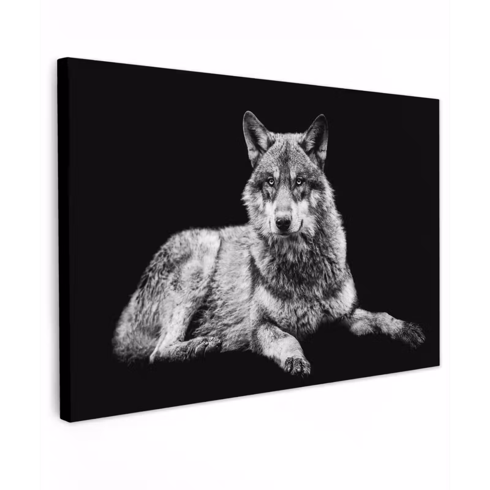 Canvas schilderij - Wilde dieren - Wolf - Zwart - Wit — 1