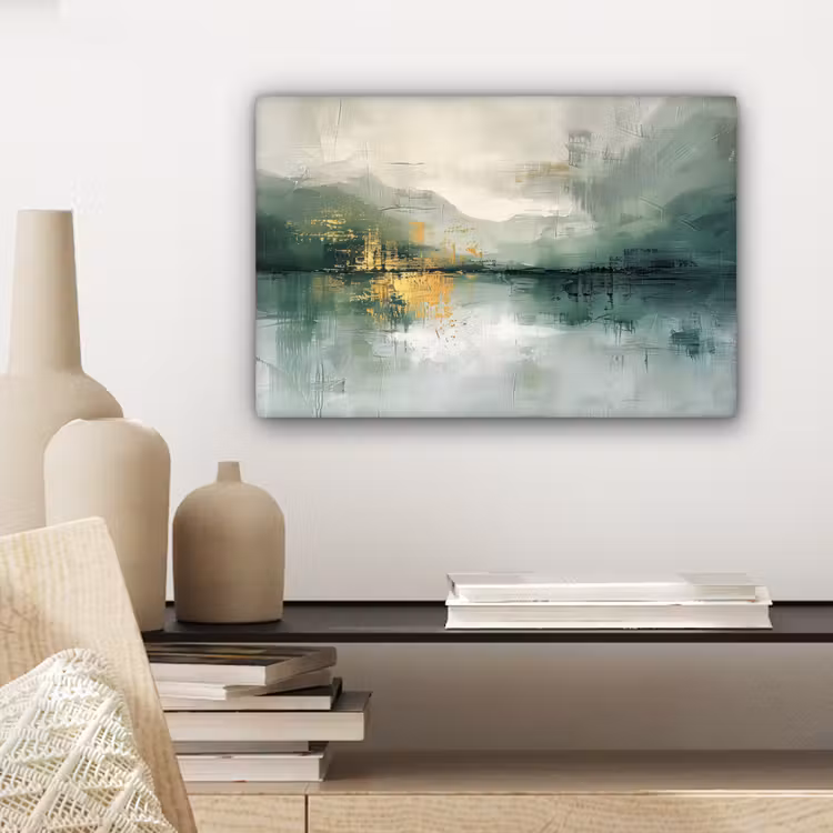 Canvas schilderij - Groen - Modern - Abstract - Goud — 5