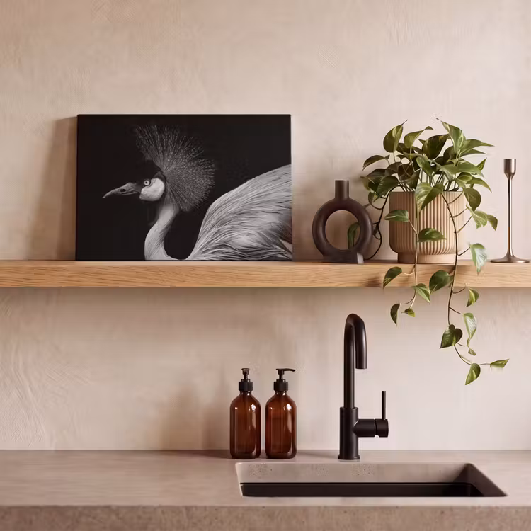 Canvas schilderij - Kraanvogel - Zwart - Wit - Vogel - Dieren — 3
