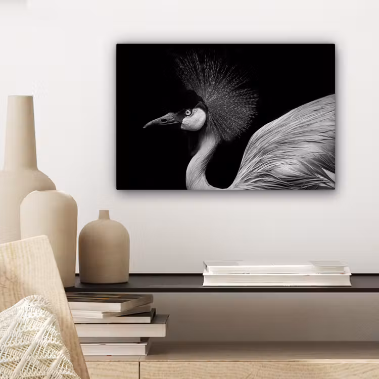 Canvas schilderij - Kraanvogel - Zwart - Wit - Vogel - Dieren — 5