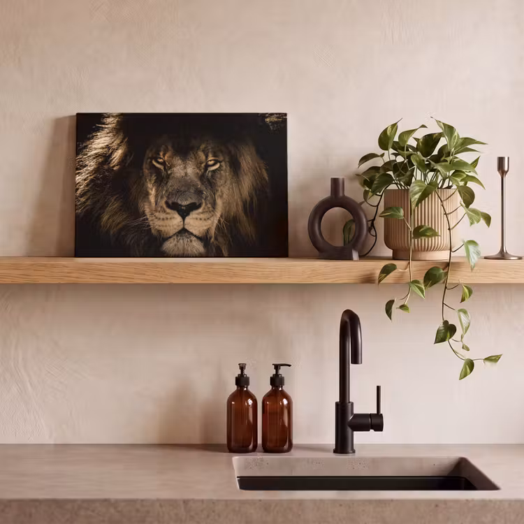 Canvas schilderij - Leeuw - Dieren - Zwart - Portret — 3