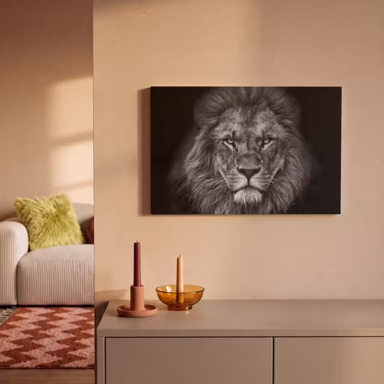 Canvas schilderij - Leeuw - Dieren - Zwart - Wit — 2