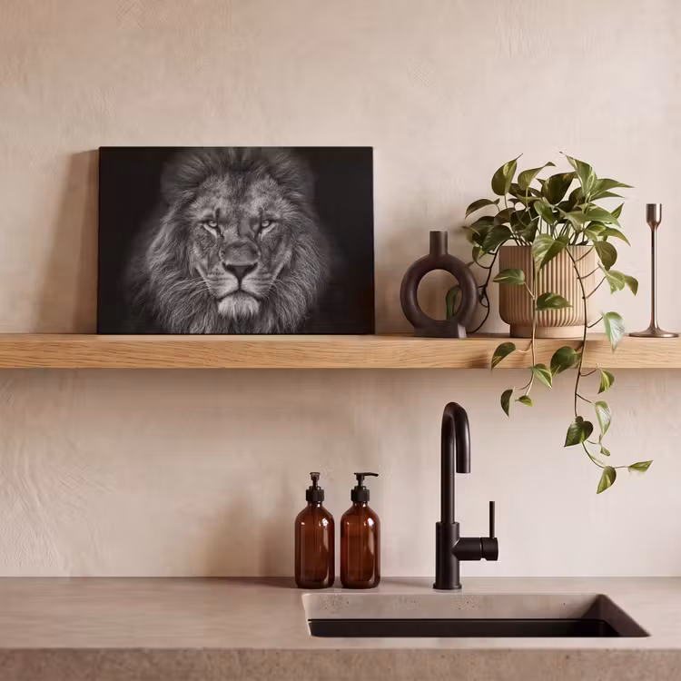 Canvas schilderij - Leeuw - Dieren - Zwart - Wit — 3