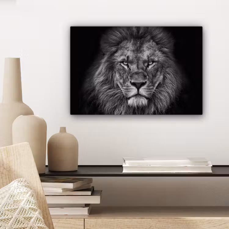 Canvas schilderij - Leeuw - Dieren - Zwart - Wit — 5