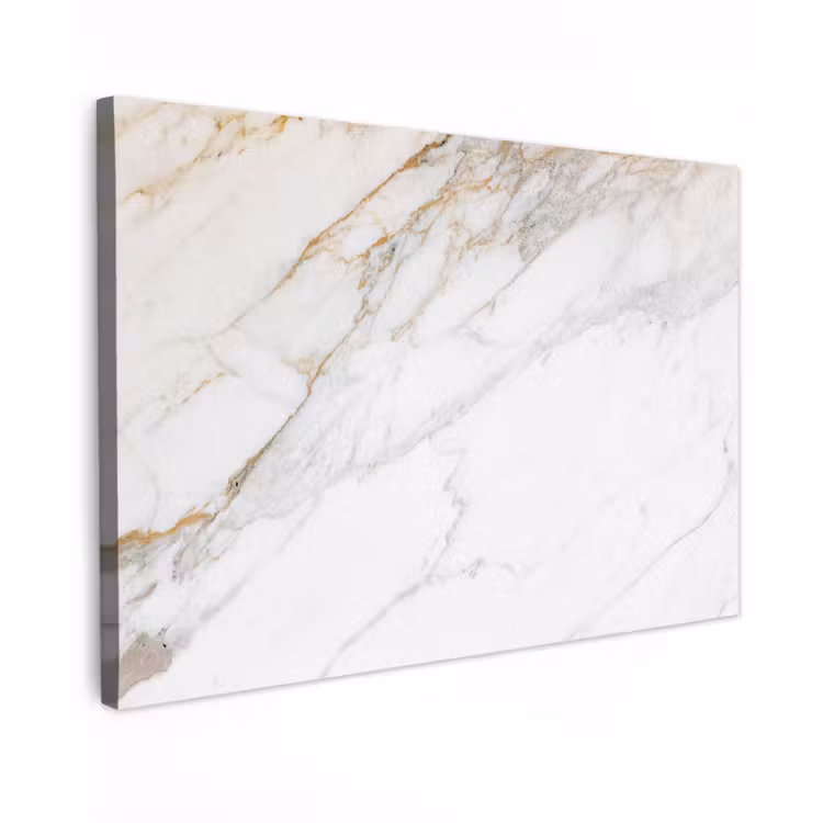 Canvas schilderij - Marmer - Steen - Wit - Goud - Marmerlook - Steen - Luxe — 1