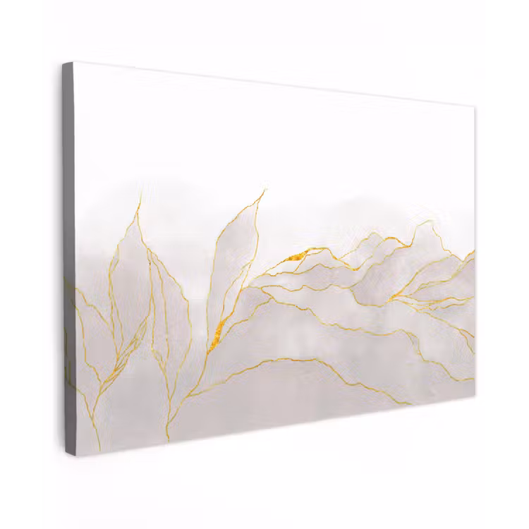 Canvas schilderij - Marmerlook - Grijs - Goud - Chic - Marmer — 1