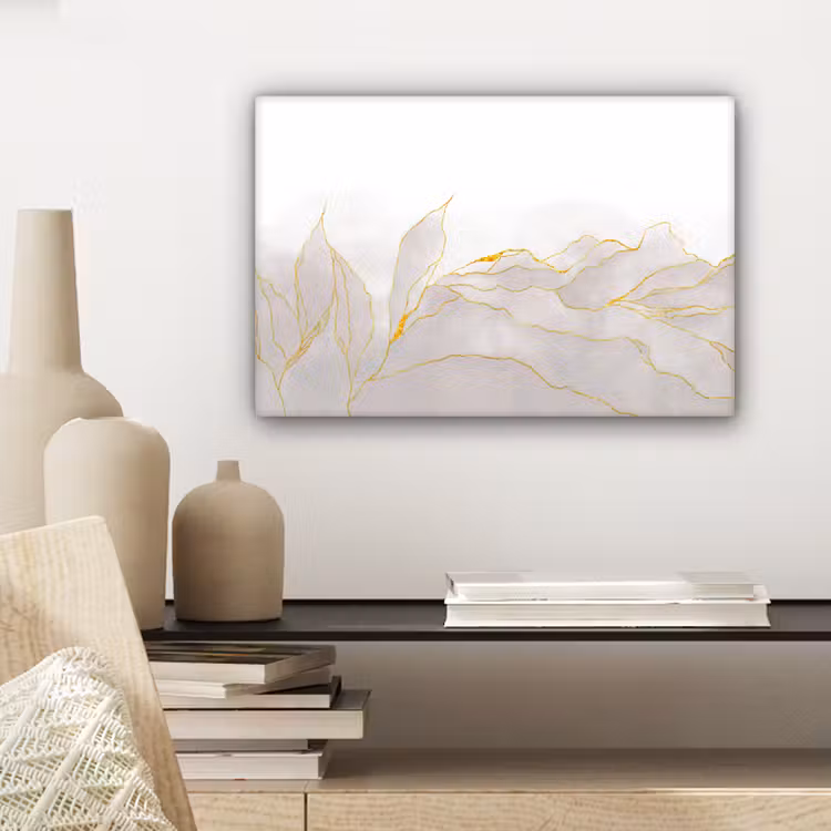 Canvas schilderij - Marmerlook - Grijs - Goud - Chic - Marmer — 5