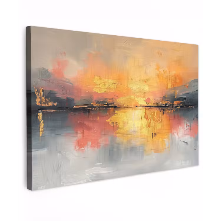 Canvas schilderij - Modern - Abstract - Goud - Roze — 1