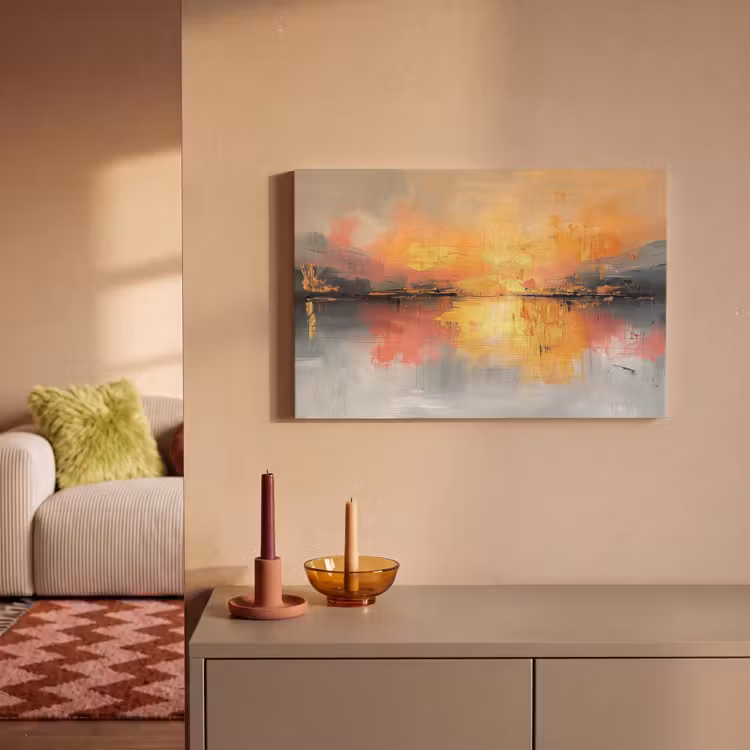 Canvas schilderij - Modern - Abstract - Goud - Roze — 2