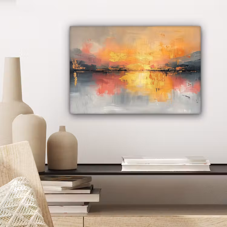 Canvas schilderij - Modern - Abstract - Goud - Roze — 5