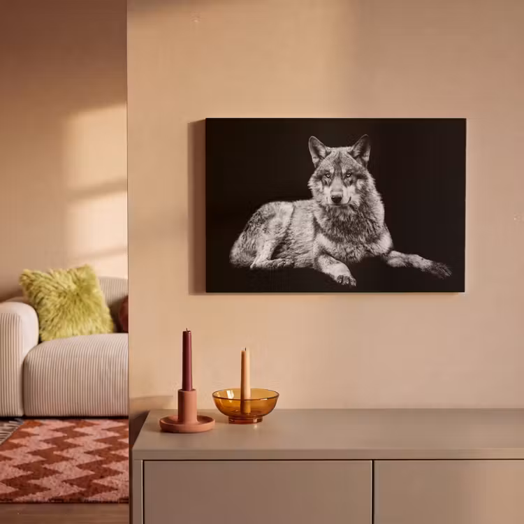 Canvas schilderij - Wilde dieren - Wolf - Zwart - Wit — 2