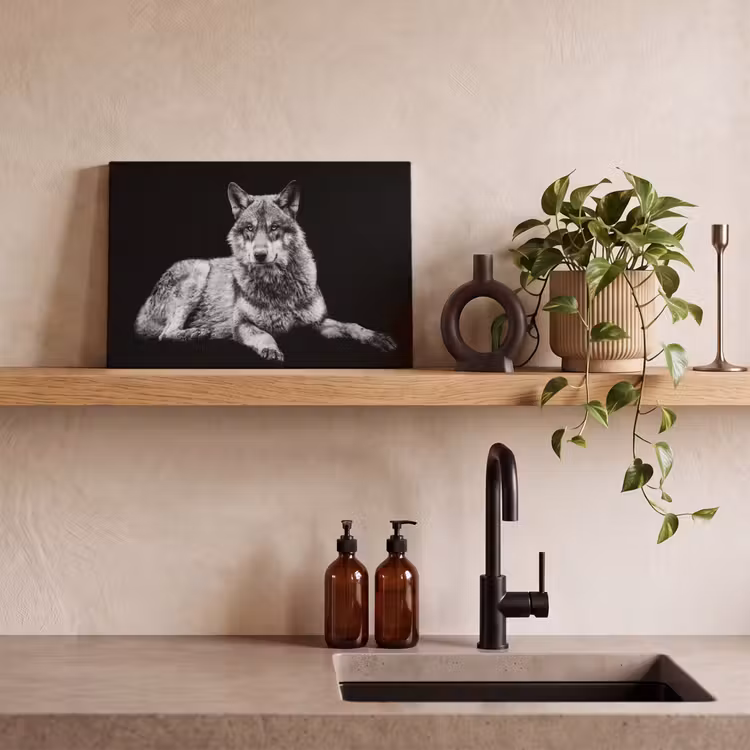 Canvas schilderij - Wilde dieren - Wolf - Zwart - Wit — 3